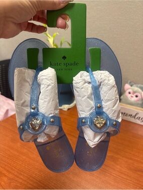 kate spade Blue Glitter Jelly Sandals with Heart Charm